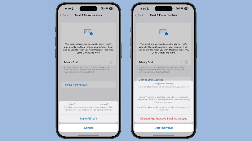 宝兴苹果手机维修分享苹果 iOS 18.1 支持设置“主要”邮箱地址并更改 iCloud 邮箱 